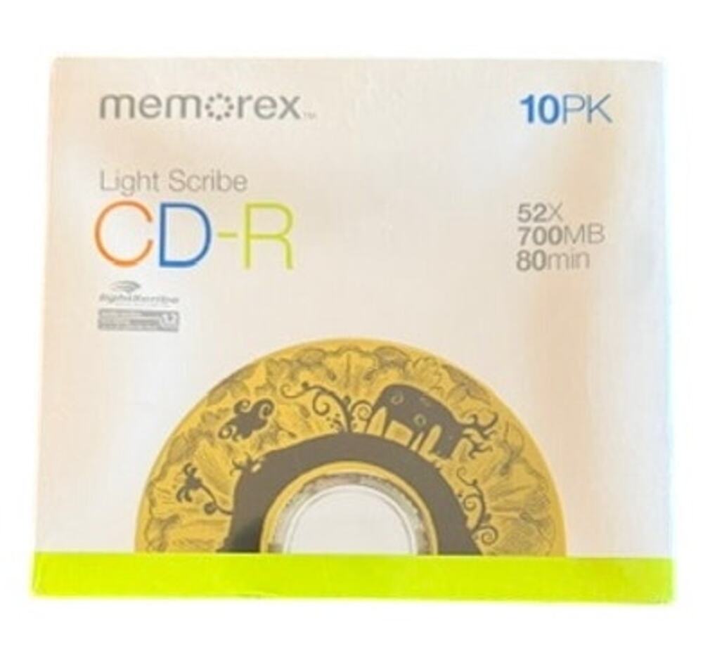 Memorex LightScribe CD-R 10 Pack 52X 700MB 80 Min Blank Recordable Discs Sealed